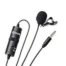 Boya BY-M1 Clip-On Microphone for DSLR Camera/Smartphone/Camcorder/Audio Recorders - Black, Auxiliary