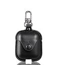YOGDOTS Mobile Accessories Cover Case for AirPods 2 / Airpods 1 | PU Leather Protective Case with Button Lock & Metal Keychain | (airpod Not Included) (Black)