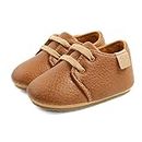 LACOFIA Baby Boys Lace-up Oxford Sneakers Infant Anti-Slip First Walking Shoes Brown 12-18 Months
