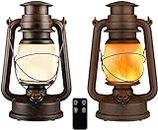 LED Flickering Lanterns Flame Effect Lantern Outdoor Hanging Lamps Christmas Decorations Indoor Retro Floor Light Battery Operated with Remote Control (2 Pieces)