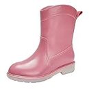 Stivali di gomma da donna a mezza altezza stivaletti da donna alla caviglia in PVC impermeabile per scarpe da giardinaggio, stivali da pioggia antiscivolo con tubo corto, Colore: rosa., 38 EU