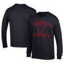 Men's Champion Black Temple Owls Icon Logo Basketball Jersey Long Sleeve T-Shirt