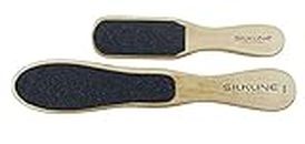 SILKLINE PROFESSIONAL Two-Sided Foot File with Oak Wood Handle - Full and Mini Size Duo