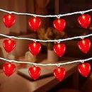 Abeja Red Heart String Light, 8.5FT Valentine Day Decoration Lights 10 Red Heart, Connectable Fairy Heart String Lights for Love Bedroom, Valentine's Day, Wedding Anniversary and Indoor Party