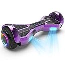 Starship Hoverboard with Bluetooth Speaker, Chrome Color Self Balancing Scooters with Science Fiction Design and 6.5 inch LED Wheels (Chrome Purple)