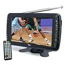 Tyler 7" Portable 720p TV LCD Monitor Rechargeable Battery Powered Wireless Capability HD-TV, USB, HDMI Input, AC/DC, Remote Control Built In Stand Small For Car Kids Travel