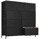 Sweetcrispy Dresser, Dresser for Bedroom, Storage Drawers, Tall Fabric Storage Tower with 9 Drawers, Chest Organizer Unit with Wooden Top for Kids Room, Closet, Entryway, Nursery