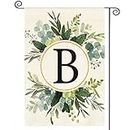 AVOIN colorlife Monogram Letter B Floral Garden Flag 12x18 Inch Double Sided Outside, Family Last Name Initial Yard Outdoor Decoration