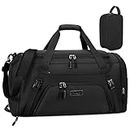 55L Travel Duffle Bag Waterproof Carry on Duffel Bag Weekender Duffle Bags Large Sport Gym Bag Overnight Bag for Men and Women with Shoe Compartment and Toiletry Bag, Black