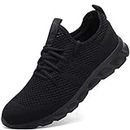 Damyuan Mens Running Walking Tennis Trainers Casual Gym Athletic Fitness Sport Shoes Fashion Sneakers Ligthweight Comfortable Working Outdoor Flat Shoes for Jogging Black Size 9 UK