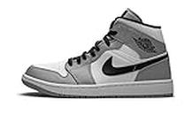 Jordan Mens Air 1 Mid Leather Synthetic Light Smoke Grey Black White Trainers 8.5 US