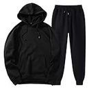 TUQIDEWU Tracksuits for Men Set, Men's Tracksuits 2 Piece Outfit 2023 Casual Warm Fleece Hoodies and Sweatpants with Pockets, Black, XX-Large