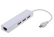 DigitCont Adaptador Micro USB LAN Ethernet RJ45 de 2ª generación con 3 Puertos USB, Compatible con Fire Stick, Roku Streaming Stick y Chrome Stick, Incluido con Cable de alimentación de 6 pies