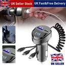 Retractable Fast Car Charger USB Port Car Charger Adaptor for iPhone Android UK