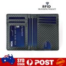 Mens Credit Card Drive Licens Holder Carbon Fiber RFID Blocking Slim Wallet AU O
