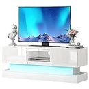 Koifuxii White TV Stand Modern - TV Stands with Led Lights and Storage Drawers for 50 55 Inch TVs - Media Console Entertainment Center for Living Room, Bedroom