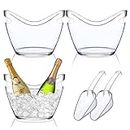 3 Pcs Ice Bucket for Parties Champagne Drink Plastic Acrylic Bucket for Cocktail Mimosa Bar Beverage Tub with Scoops for Champagne or Beer Bottle (3.5 Liter)
