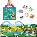 Chocozone 32 Reusable PVC Stickers Book Waterproof Stickers Toys for 2 Years Old Boys & Girls Learning Preschool Educational Book for Kids (Animals)