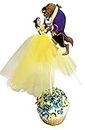Beauty and the beast happy birthday cupcake topper 7pcs, caketopper princess party supplies, decor