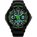 Boys Watch, Kids Teens Boys Waterproof Sports Digital Analog Watches Timepiece with Soft Rubber Band (for Age 7-15, Green Black)