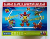 62-Piece Magnetic Tiles Building Blocks Kids Toys By Magzilla (5 Shapes) NEW