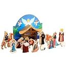 Soaoo 18 Pcs Wooden Little Christmas People Nativity Set Mini People Nativity Jesus Stable Wood Playset Story Decoration Small Nativity Manger Complete Set for Kids Holiday Xmas Home Decor