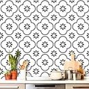 Brandian Wall Tile Stickers Waterproof, Peel and Stick Moroccan Tile Stickers for Kitchen Backsplash, Bathroom, Furniture, DIY Self Adhesive, Kitchen Wall Stickers & Floor Stickers, White - 24