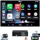 PLZ Single Din Car Stereo Apple Car Play Radio, Wireless 10.1" Carplay Android Auto Touch Screen, Bluetooth 5.3, Car Audio Receiver, 4.2 Channel Audio 240W, Subwoofer, Backup Camera, FM/AM SWC