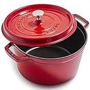 Staub Cast Iron Dutch Oven 5-qt Tall Cocotte, Made in France, Serves 5-6, Cherry