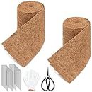 Timgle 2 Pcs 10 ft x 6.3 Inch Natural Mulch Roll Coconut Fiber Mulch Mat Edging for Landscaping Thick Mulch for Garden Weed Barrier with 30 U Shaped Steel Stakes and Protective Gloves for Vegetables