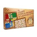 Toysbox Grand Ludo and Snakes & Ladders Board Game with Jumbo Size Wooden Dice to Play with Kids and Adults