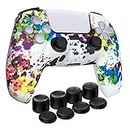 OIVO INDIA Multicolor Cover for PS5 Game Controller Remote Sleeves with Black ThumbGrip Set