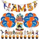 Zyozique Dragon Ball Z 5th Birthday Party Supplies and Decorations for Boys Includes Cupcake Toppers Balloons Banner Cake Topper for Kids (Pack of 37)