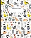 Cat Life Composition Notebook Wide Ruled: Lined Paper Journal / Colorful Hand Drawn Funny Kittens Pattern / Gift for Girls, Kids, Teens, Students, Women, Teachers, School, College, Home, Office
