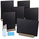Lot de 6 Mini enseignes de tableau noirs double face avec supports en bois 15,2 x 22,9 cm avec Craie Et gomme