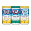 Clorox Disinfecting Wipes, Multi-Pack of 3 Canisters, 2 Crisp Lemon and 1 Fresh Scent