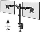 HEYMIX Dual Monitor Arm, Height Adjustable Dual Monitor Arm for 13-32" Computer Screens UP to 10KGs/22lbs, Ergonomic Heavy Duty Dual VESA Monitor Mount 75mm/100mm, Designed for Home, Office (Black)