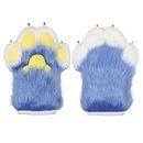 BNLIDES Cosplay Fursuit Paw Handschuhe Furry Claw Handschuhe Eingebaute Pfeife Dekompressionsspielzeug Kostüm Party Zubehör für Erwachsene, Light-Blue, Medium