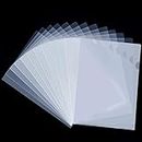 50 Pcs L-Type Clear Paper Folder, A4 Plastic Document Holder for US Letter/ A4 Size File Folders for File Storage Paper Organization, Office/School Supplies