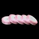 Embroiderymaterial Satin Ribbon for Craft Decorations Clothes Sewing Making Purpose (5 Roll, Baby Pink Color)