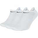 NIKE U Nk Everyday Cush NS 3PR Socks - White/(Black), Large
