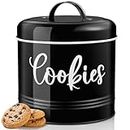 DAYYET Farmhouse Cookie Jar for Kitchen Counter, 1 Gallon Vintage Cookie Jar with Airtight Lid, Large Food Storage Container for Candy, Cookies, Dessert, Black Kitchen Decor and Accessories