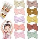 20Pcs Baby Hair Bows Toddler Hair clips, Handmade Fully Lined Baby Girl Bows, Anti-Skid Baby Hair Clips, Cotton Linen Toddler Bows for Baby Girls Toddler & Kids, Bow Hair Accessories, 10 Colors