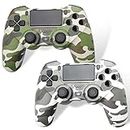 YsoKK 2 Pack Wireless PS4 Controller for Playstation 4/Slim/Pro with 1000mah Battery/Dual Vibration/Audio Jack/Six-axis Motion Sensor(Camouflage Grey and Camouflage Green)