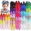 80Pcs Boutique Grosgrain Hair Bow,3 Inch Hair Bows Clips,Ribbon Pinwheel Boutique Hair Bows For Girls,40 Colors In Pairs Bows Of Alligator Clips,Bows Barrettes Hair Accessories For Kids Girls Gifts