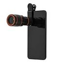 Phone Telephoto Lens Kit,12X Telephoto Lens + Eyepiece Hood + Phone Clip Set,Telescopic Focusing Universal 70° View Lens, for Mobile Phone/Tablet default
