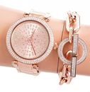 Orologio Michael Kors orologio da donna orologio da polso MK7286 parka IP oro rosa nuovo