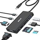 Hub USB C HDMI, Adaptateur USB C vers HDMI 4K, USB-C vers VGA, PD 100W et Port Type C, 2 Port USB et SD/Micro SD, Dock USB C Multiport 8 en 1 pour MacBook Pro/Air M1, Dell XPS 15 et Tablette