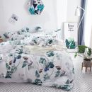 100% Cotton Floral Leaves Quilt Duvet Donna Cover Set Single Queen King Size Bed