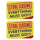 Store Closing Sign | Everything Must Go Bis Sale Sign for Stores, Shops | 8 in x 12 in (2 Pack)